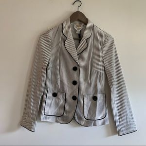 TALBOTS cropped stripe blazer jacket strech